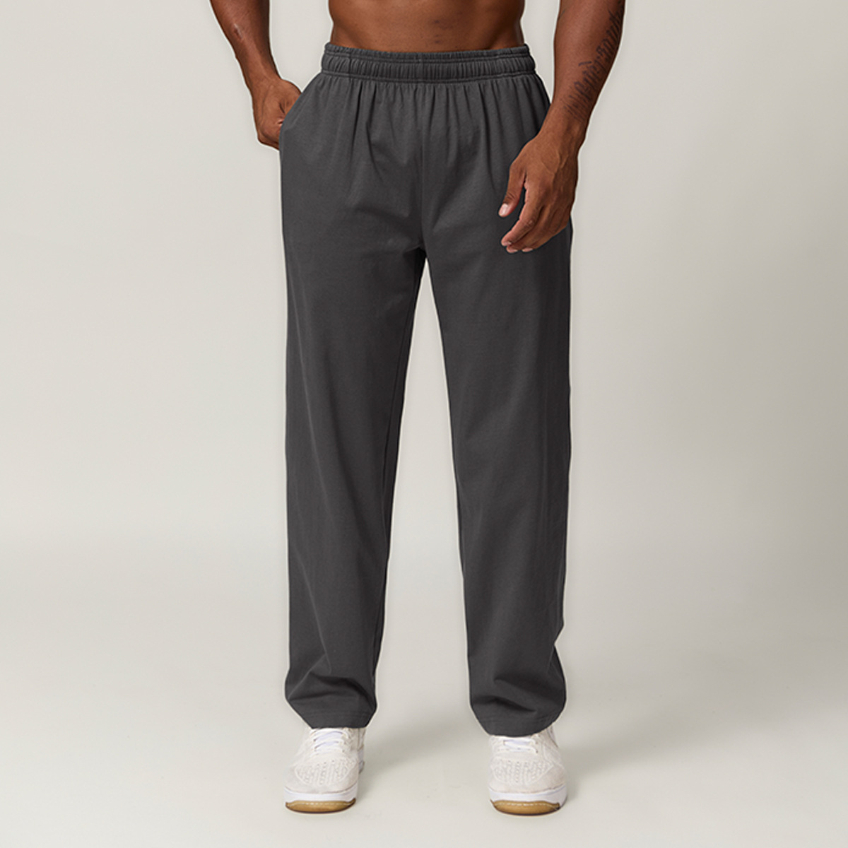 Cross-border Pure Cotton Straight Men's Sports Casual Trousers Autumn and Winter Home Commuter Outdoor Hiking Solid Color Sweetpants 1040