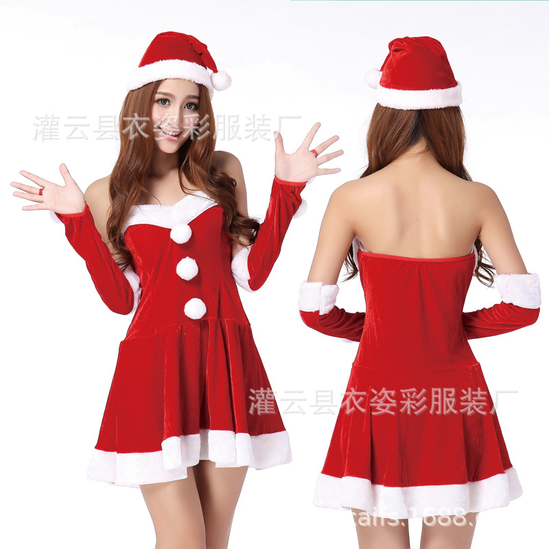 Clothes color Christmas Christmas clothing Europe and the United States Christmas Princess sexy game show red Christmas show SD-19
