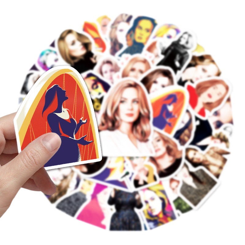 50 sheets Actress Adele Star Graffiti Laptop Luggage Car Scooter Guitar Decorative Stickers
