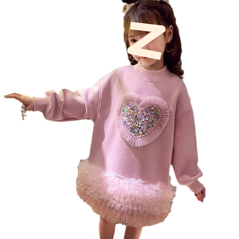 Picture of Girls' 2024 New Casual Sweat Dress Girls' dress Fashionable Children's Korean Loose Cute Casual Dress Trendy