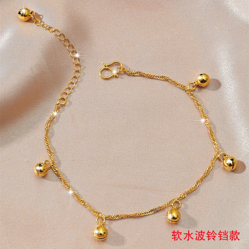 Picture of No fading foreign trade fashion simple tremolo with 24k plated gold anklet Vietnam gold love Bell anklet women
