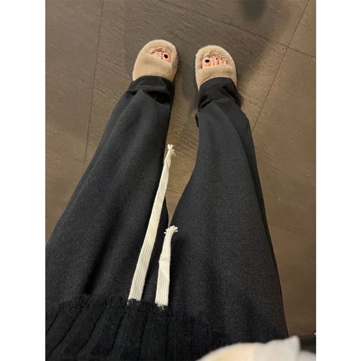 Black Grey Velvet Wide-leg Pants Women's Autumn and Winter New Soft Waxy Casual Pendant High Waist Loose Slimming Straight Pants
