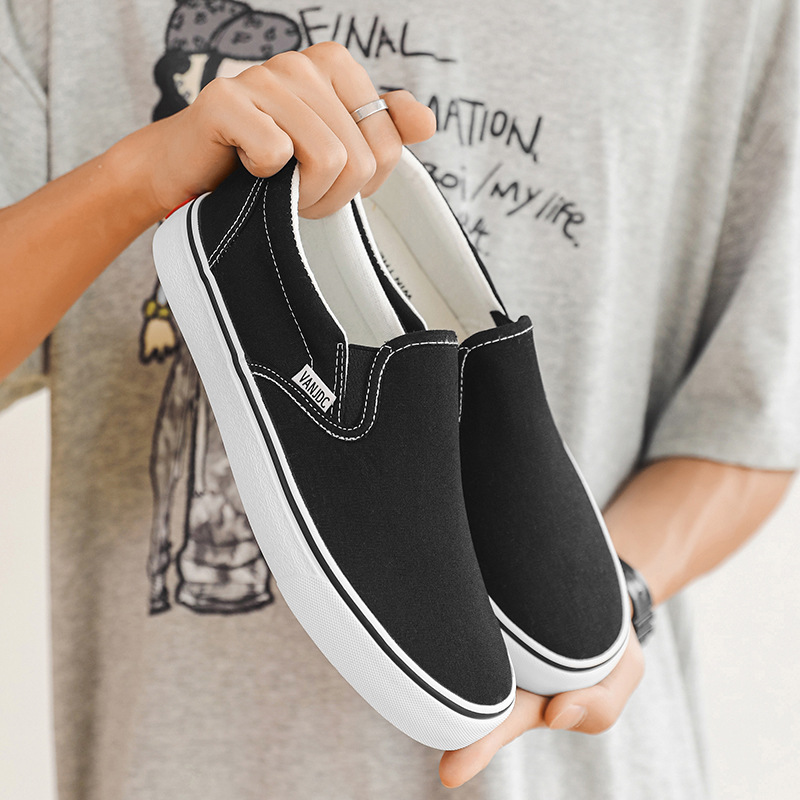 Spring and Summer Korean Style Men's Canvas Shoes Men's Slip-On Slip-Ons Old Beijing Cloth Shoes Casual Couple Men's Shoes Cross-Border
