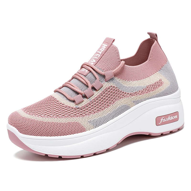 Picture of Women's Shoes, New Autumn Style, Thick-Soled Casual Shoes, Soft-Soled Comfortable Height-Increasing Shoes, Versatile Single Shoes, Fly-Knit Breathable Mesh Shoes