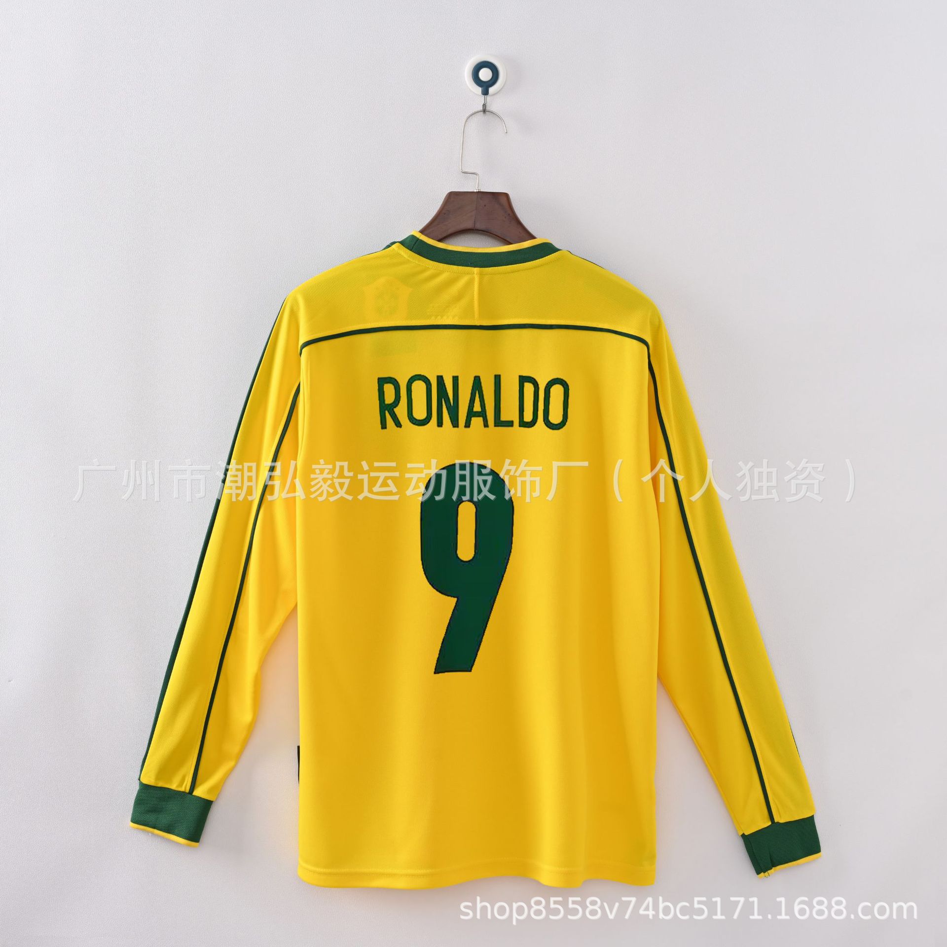 Picture of Wholesale Vintage 980204 World Cup Brazil Jersey No. 9 No. 10 Ronaldo Vintage Jersey Soccer Uniform
