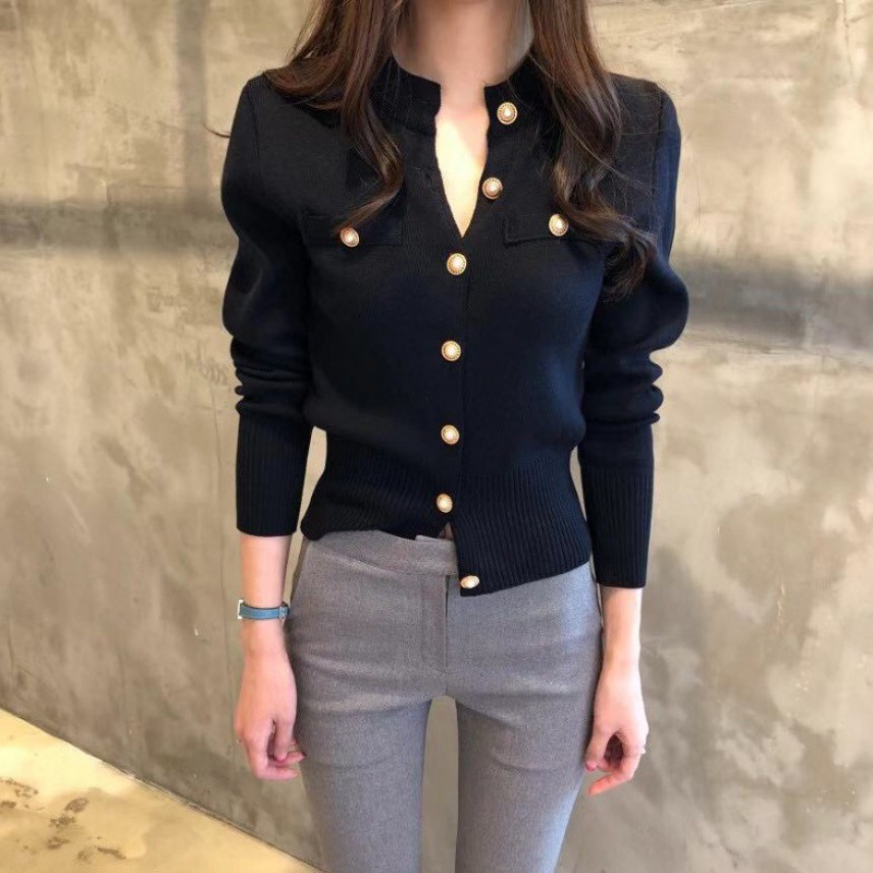 Picture of Autumn 2022 chic Korean All-match Elegant Fashion Single-breasted Knit Sweater Small Cardigan Coat Women