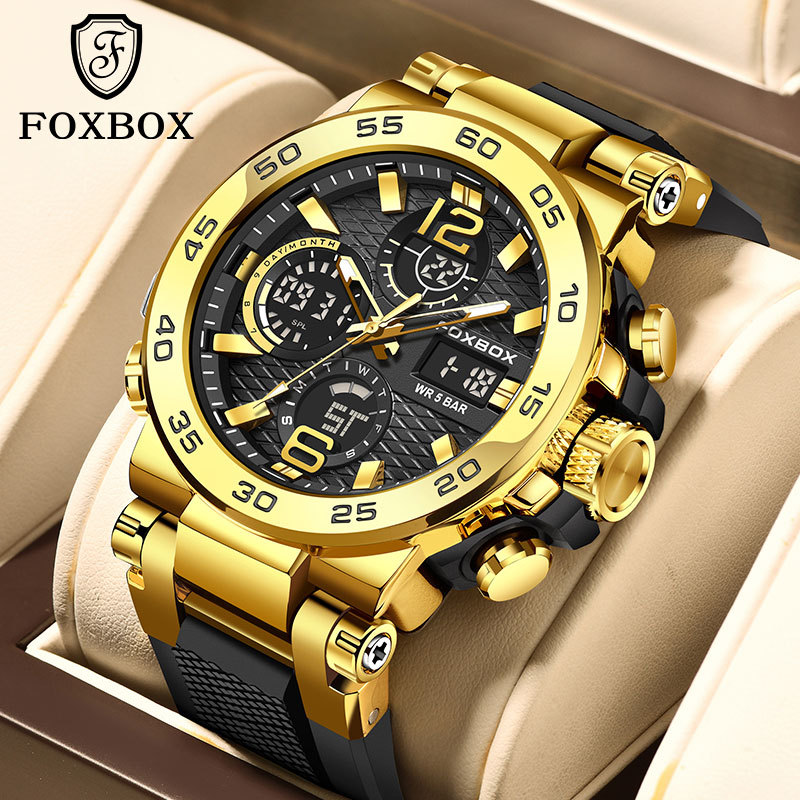 Fashion New Double Display Multifunctional Watch Men's Silicone Luminous Sports Leisure Waterproof Men's Watch Explosions Cross-border Wholesale