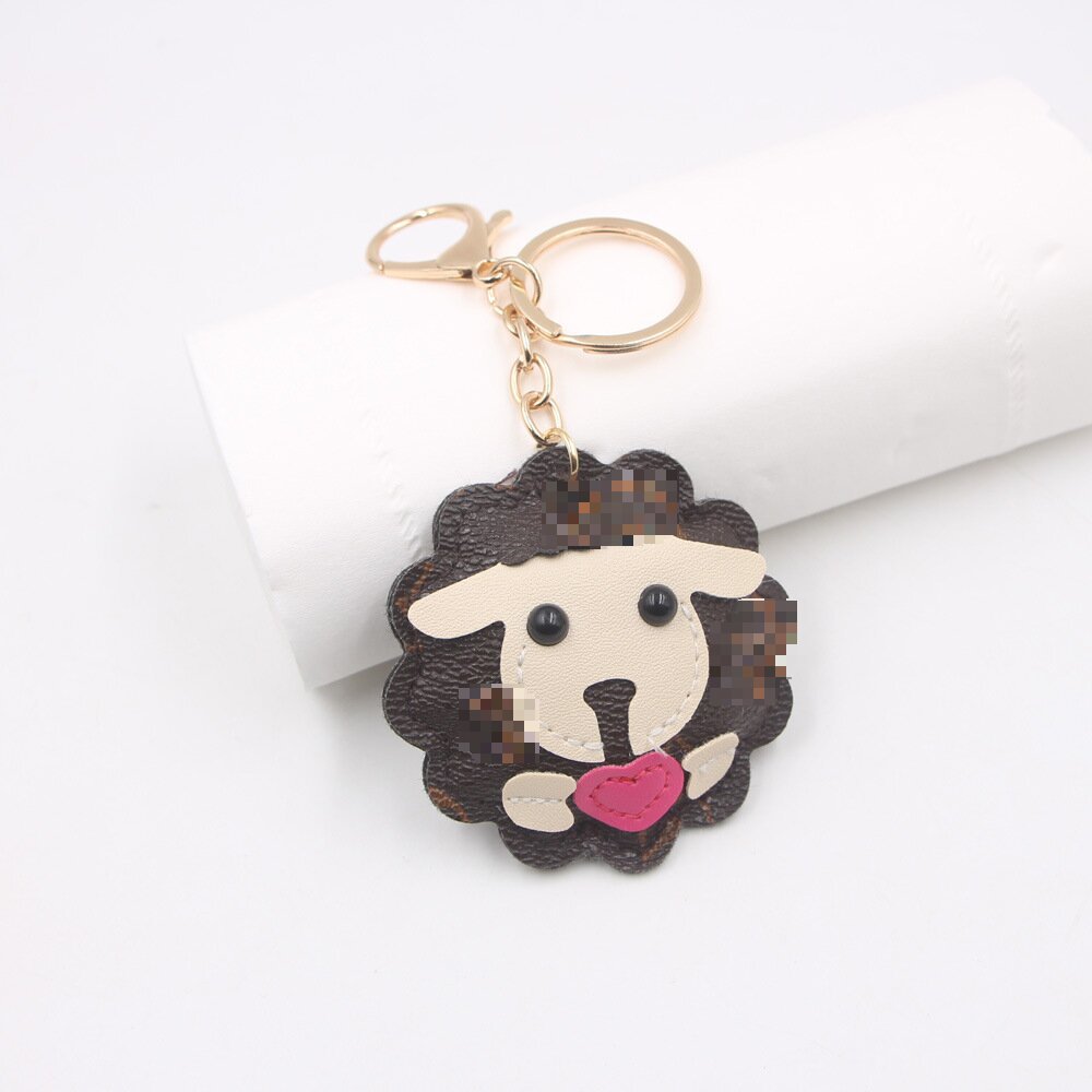 Vintage Leather Cute Little Sheep Bag Pendant Keychain Accessories Cartoon PU Sheep Car Backpack Pendant