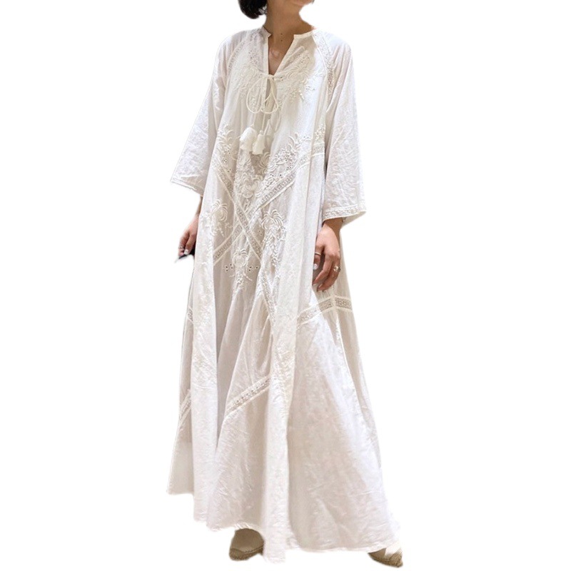in stock! Retro Style A- line Dress Women's 2024 Summer New Japanese Style Ladies Elegant Loose Lace-up dress Women