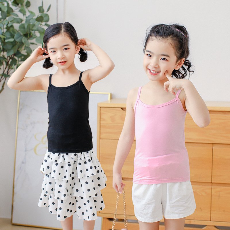 Children's Camisole Women's Summer Girls' Sleeveless Type a Intimates Baby Bottoming Shirt Inner Wear Girls' Pajamas Thin Section