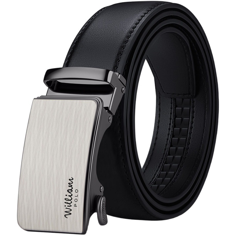 Paul Belt Men's Genuine Leather Automatic Buckle Alloy Belt Simple Business Belt Men's High-End Genuine Wholesale
