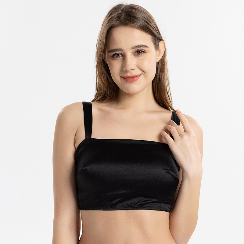 Picture of Huaye Summer Silk Latex Pad Strapless Bra Without Steel Ring Beauty Back Thin Mulberry Silk Satin Non-marking Underwear for Women