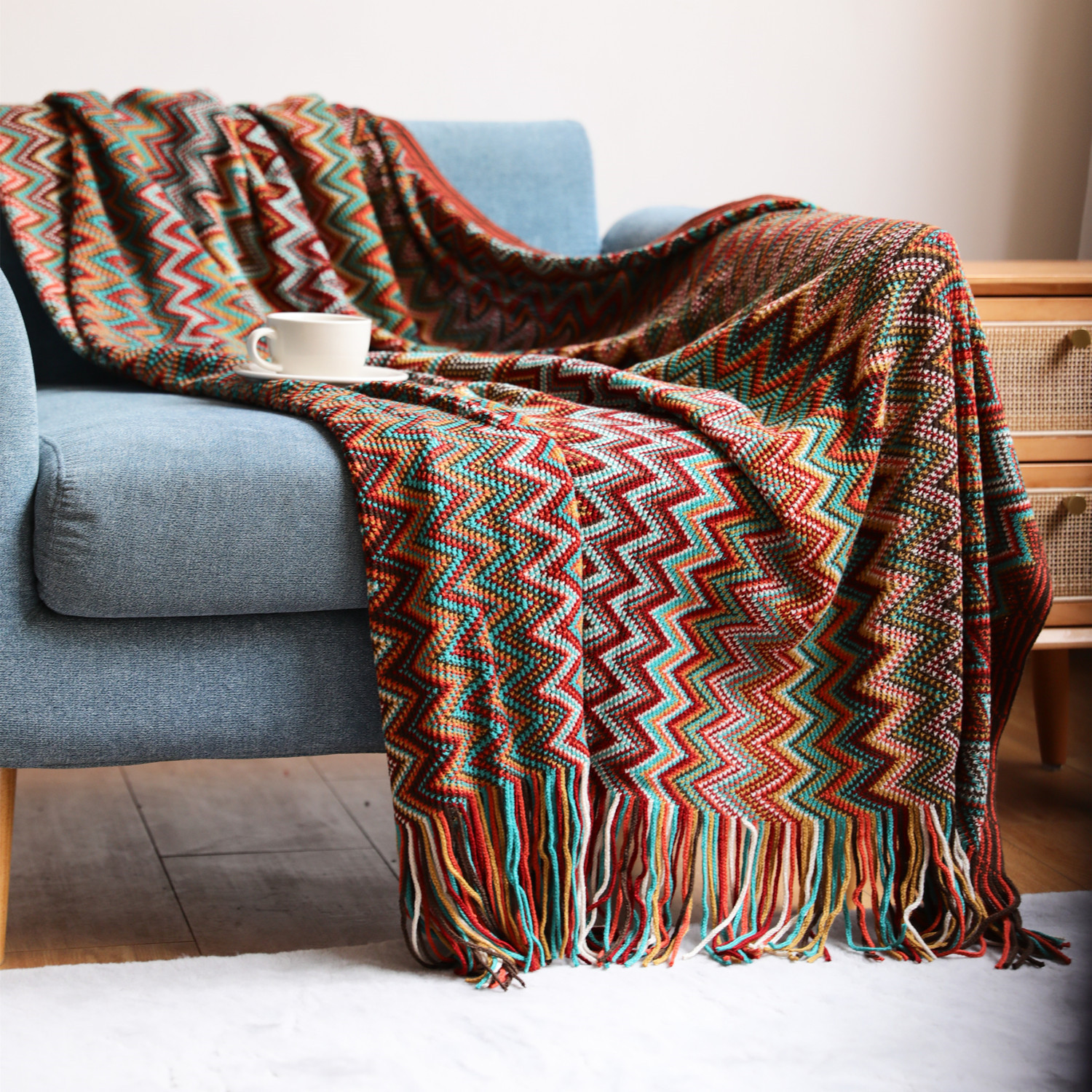 Picture of Bohemian Sofa Blanket Cover Blanket Blanket Summer Knitted Blanket Office Nap Blanket Air Conditioning Blanket Blanket