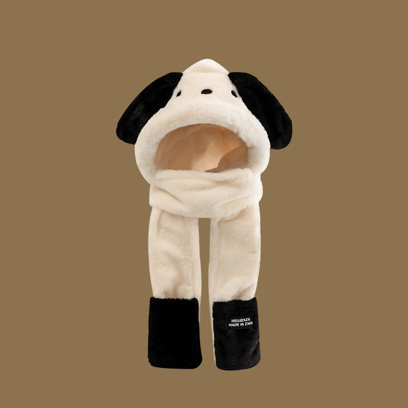 Picture of Winter plush hat scarf gloves one female rabbit autumn and winter three-piece cute thick scarf warm windproof