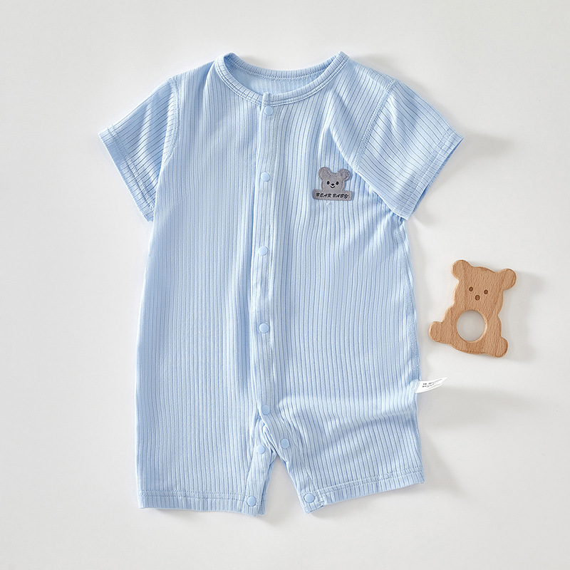Picture of Baby Clothes Summer Thin Modal Boneless Single-breasted Short-sleeved Men's and Women's Baby Climbing Clothes Infant Jumpsuit