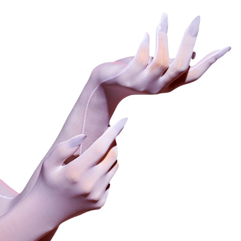 Little Red Girl Silk Ultra-Thin Five-Finger Sexy Stockings Gloves Silky Sexy High Elasticity Smooth High Density Oily Stockings for Women