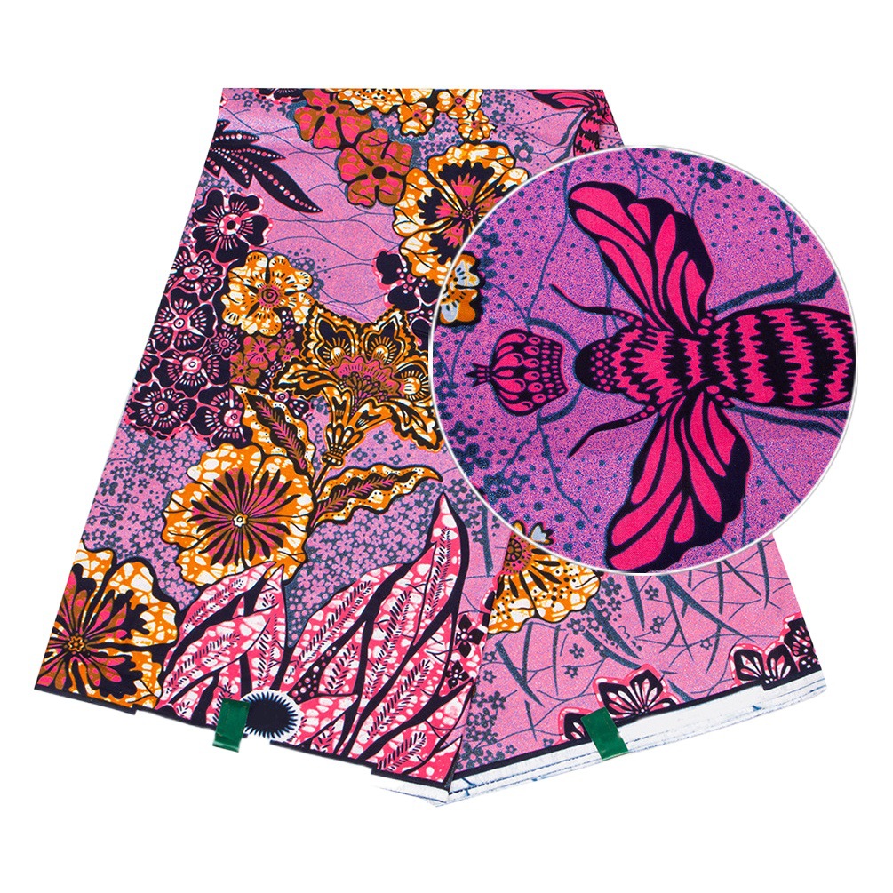 African Dress Hot Stamping Fabric Available in Stock African Batik Shiny Printed Fabric Cross-Border Dropshipping