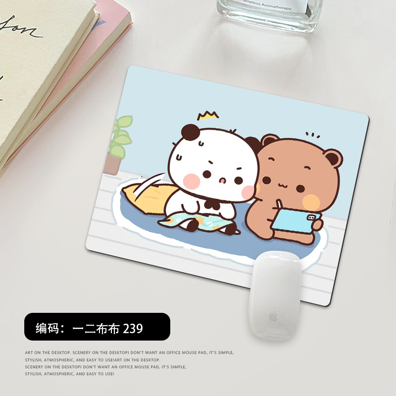 Picture of One or two cloth small size mouse pad office computer keyboard pad cartoon cute panda thick lock edge wrist pad