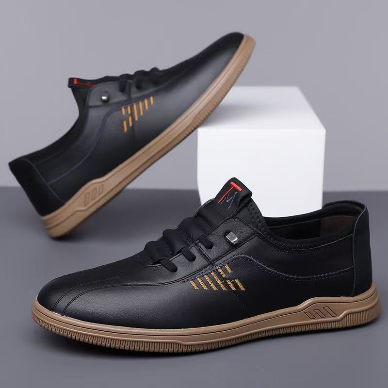 Soft Bottom Leather Shoes Men's Lightweight Slip-on Car Shoes Four Seasons Fashion Business Casual Shoes Waterproof Leather Shoes for Men