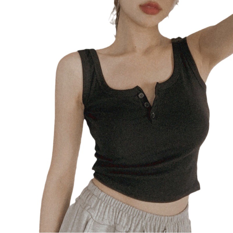 Hot girl Ice Silk thread Vest Women's slim fit western style outer wear sexy short inner base sleeveless top INs