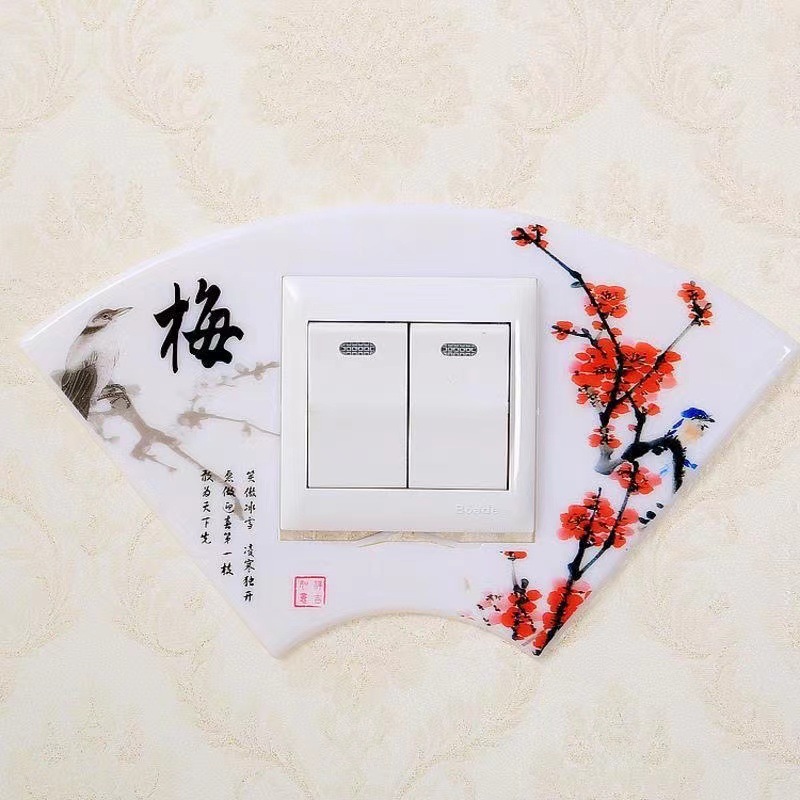 Picture of Plastic Switch with Bamboo, Orchid and Plum and Chrysanthemum Combination Plastic Switch Stickers, Various Styles of Scenery Home Decorations