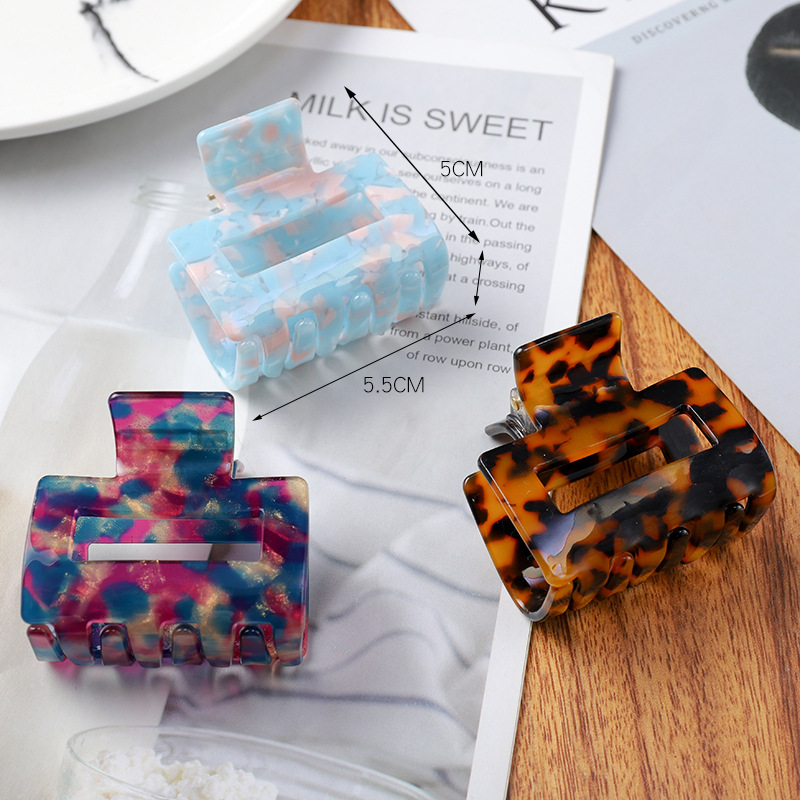 Korean Style Hair Accessories Women's Elegant Pony Tail Clip Square Top Clip Acrylic Acrylic Hair Disc Large Grab Clip Back of Head Hair