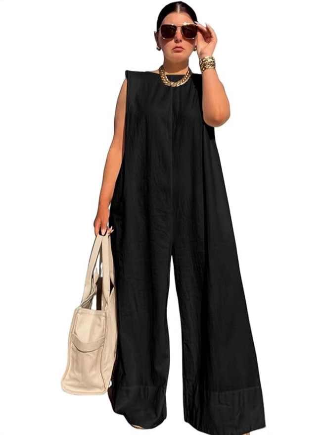Picture of Hot selling European and American casual solid color wide leg jumpsuit