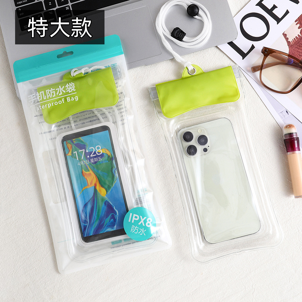 Picture of Three-fold mobile phone waterproof bag airbag bag Velcro touch screen swimming hot spring sealing strip waterproof neck wholesale