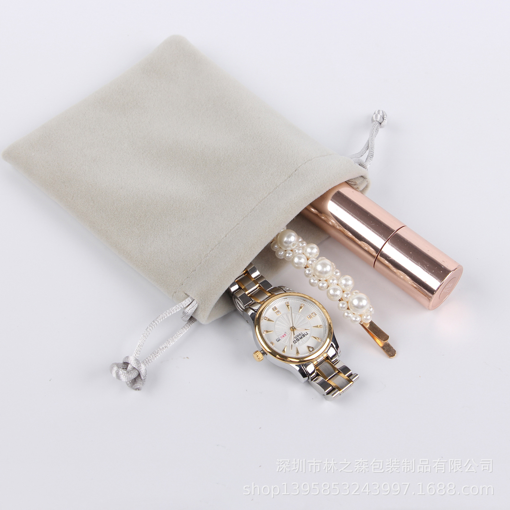 Picture of Factory spot new lipstick jewelry flannel bag cosmetic bag exquisite drawstring pocket