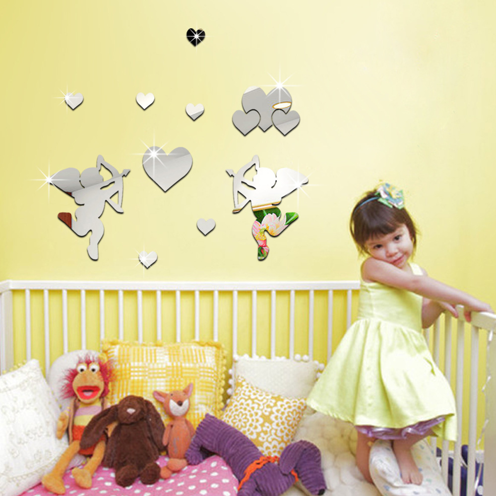 Picture of AliExpress Explosions Love Cupid Mirror Wall Stickers Living Room Bedroom Decorative Acrylic Mirror Wall Stickers 361235