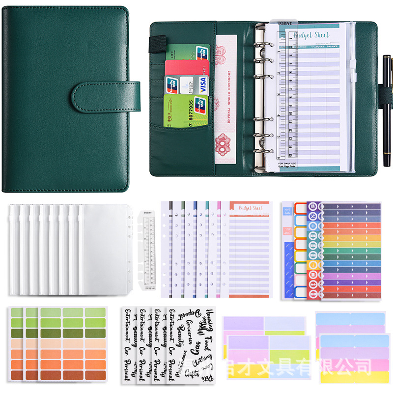 Picture of A6 Binder Cross-Border Creative Notebook Wholesale Zipper Bag Macaron Pu Leather Cash Budget Notebook