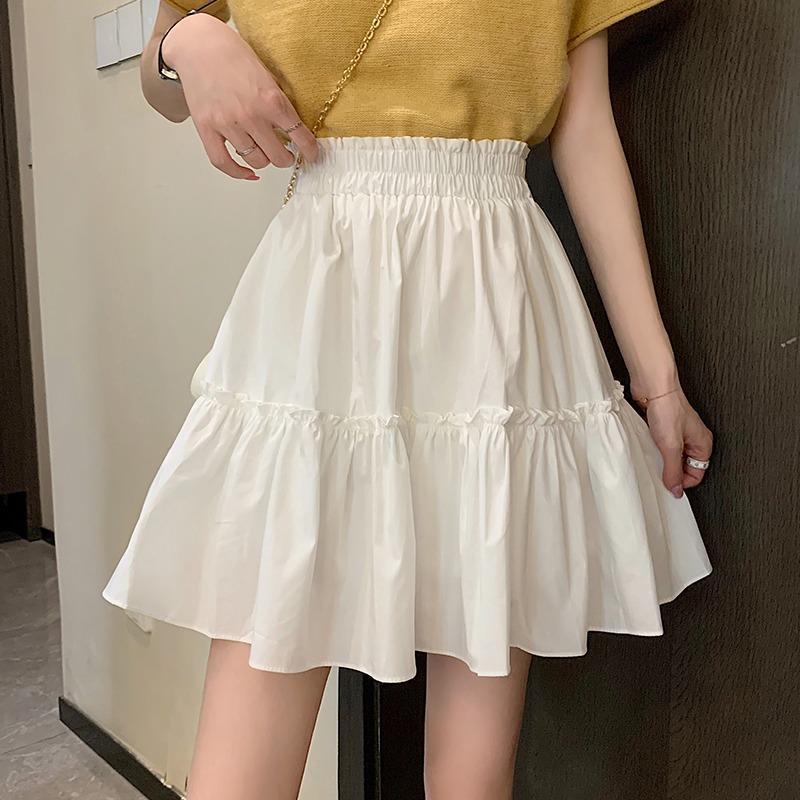 plus size fat white skirt summer elastic waist wooden ear very fairy hip-covering temperament short skirt children