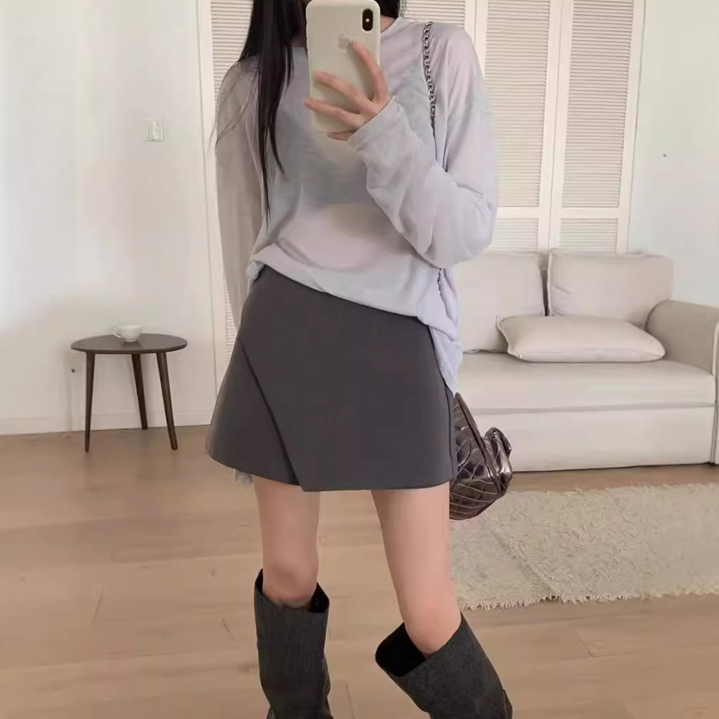 Super Slim Suit Culottes Women's Korean-style New Solid Color All-match Straight Shorts Hot Girl A- line Skirt Short Skirt