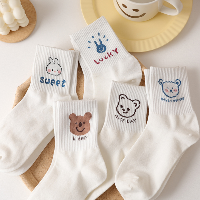 Super Value white socks women's mid-calf length socks spring and autumn thin Japanese style versatile winter mid-calf length socks one-piece delivery