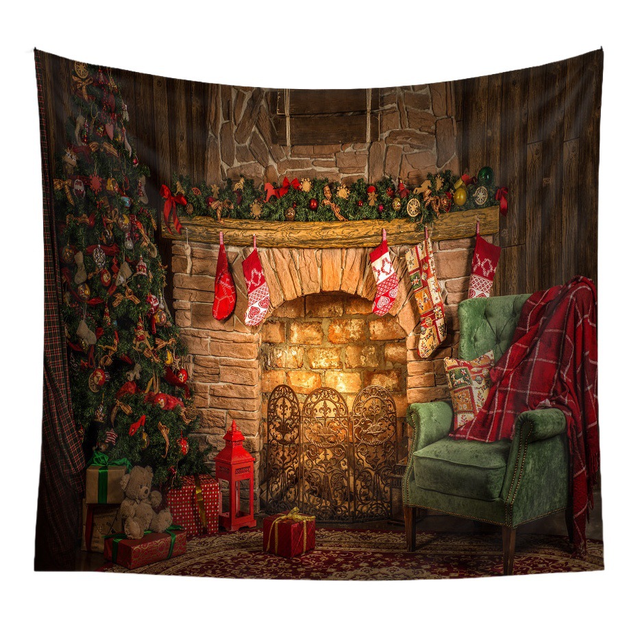 Christmas Tree Tapestry Room Decorative Wall Cloth Ins Wind Hanging Cloth Cross Border Home Bohemian Tapestry Christmas Tapestry
