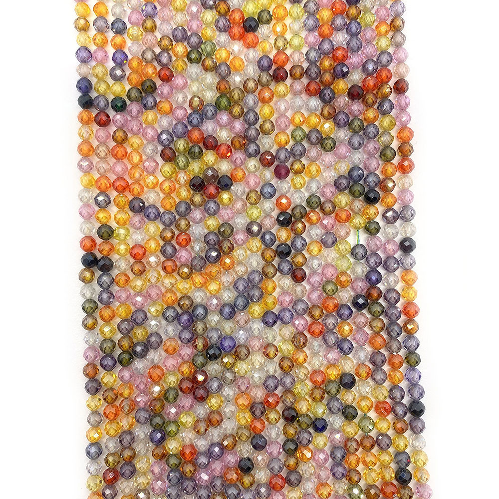 Amazon specializes in natural stone zircon loose beads cut surface mixed with straight holes round beads DIY necklace bracelet jewelry accessories