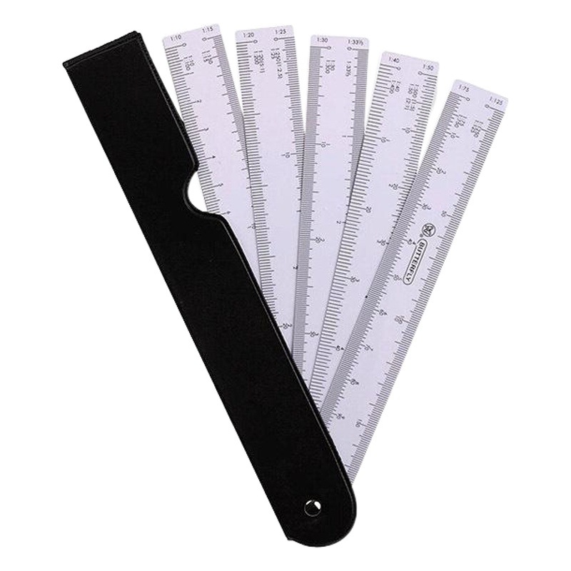 Shanghai Butterfly Fan-shaped Multi-functional Scale Various Specifications Folding Fan-shaped Design Drawing Painting Straight Ruler