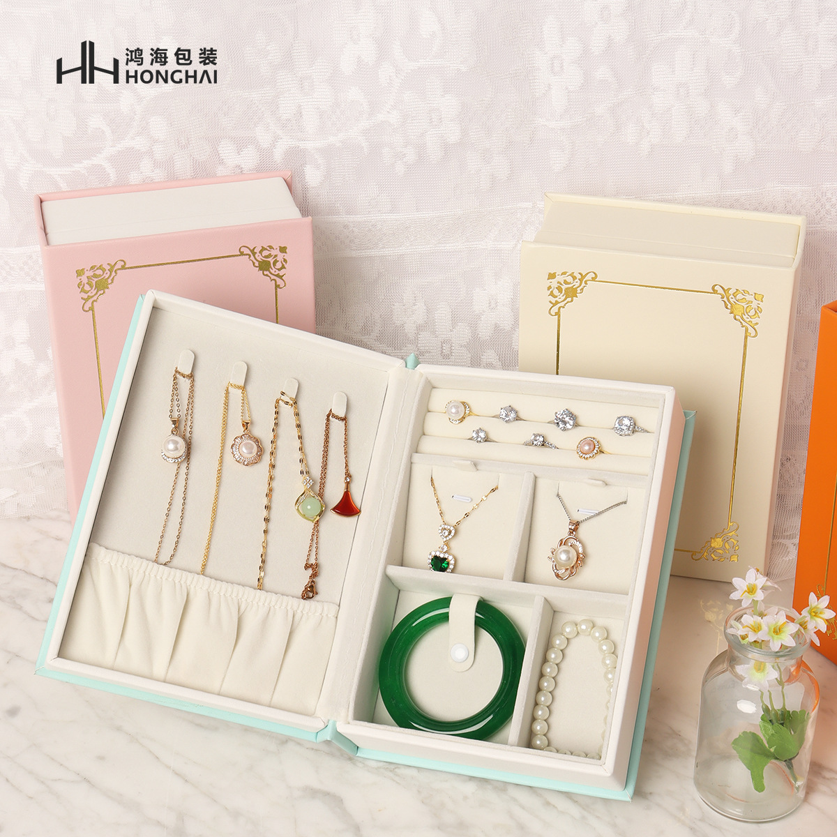 Korean Style Book Jewelry Storage Box Advanced Sense Ins Wind Magnetic Attraction Ring Earrings Jewelry Box Jewelry Storage Box