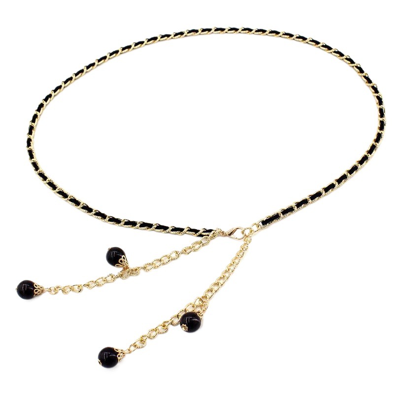 Women's Korean fashion metal hook adjustment wearing waist chain women's fine pearl decorative dress belt a generation of hair