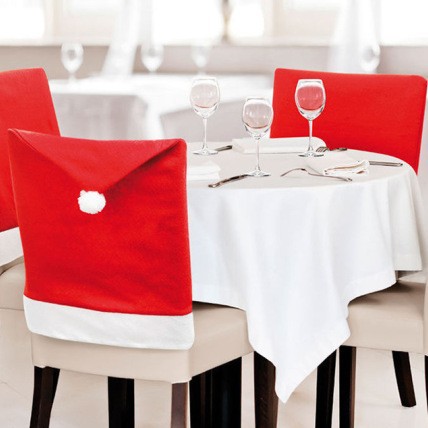 Christmas decorations red non-woven Christmas supplies seat cover dining chair cover dining table decoration Christmas hat 60g