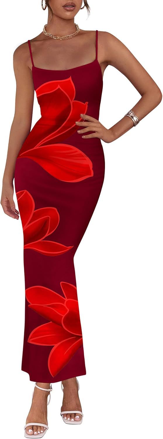 Picture of Autumn 2025 New Elegant Temperament Tight Low-cut Contrast Color Rose Print Design One Step Sling dress