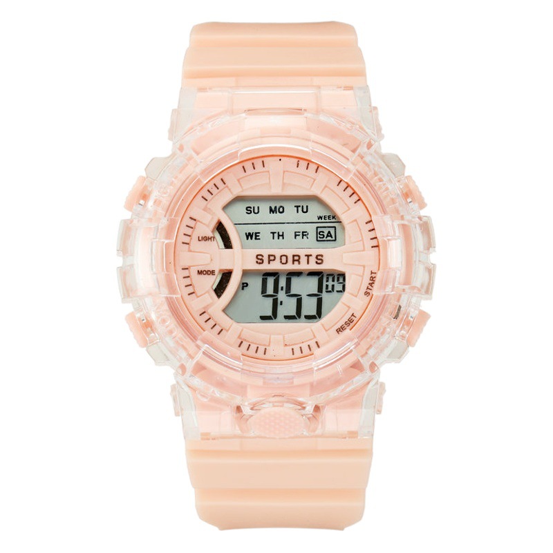 Factory wholesale ins style girls simple Korean version of luminous sports trend High School male students transparent electronic watch