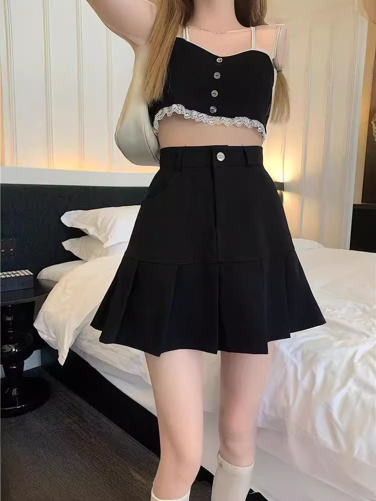 Temperament Japanese Artistic Simple Fashion Ins Popular Pleated Skirt New Fishtail Trendy Skirt Harajuku Skirt