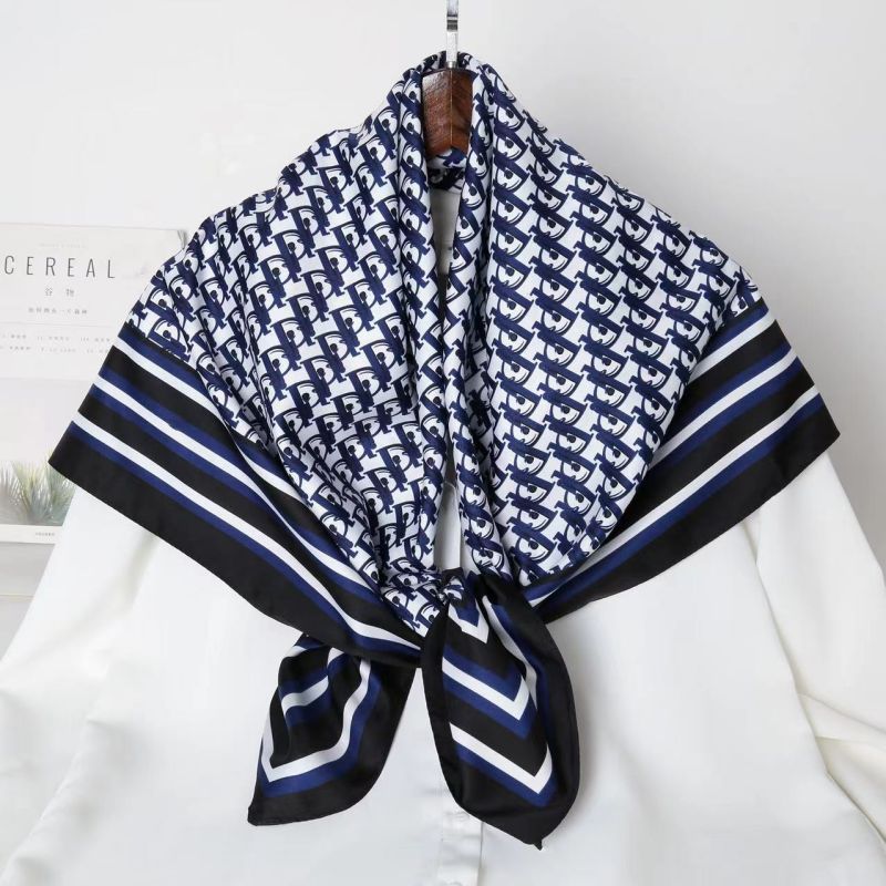 Picture of Autumn and winter all-match shawl animal printed black and white simple large square 90*90CM imitation silk twill silk scarf for women