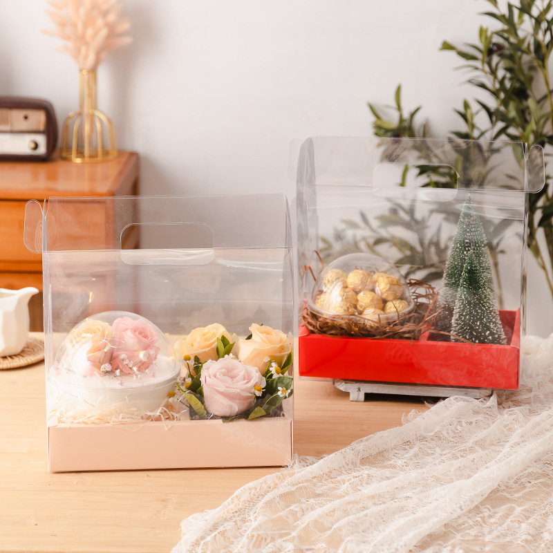 Christmas Children's Day 4-inch cake portable packaging box cake flowers portable gift box floral gift ring transparent