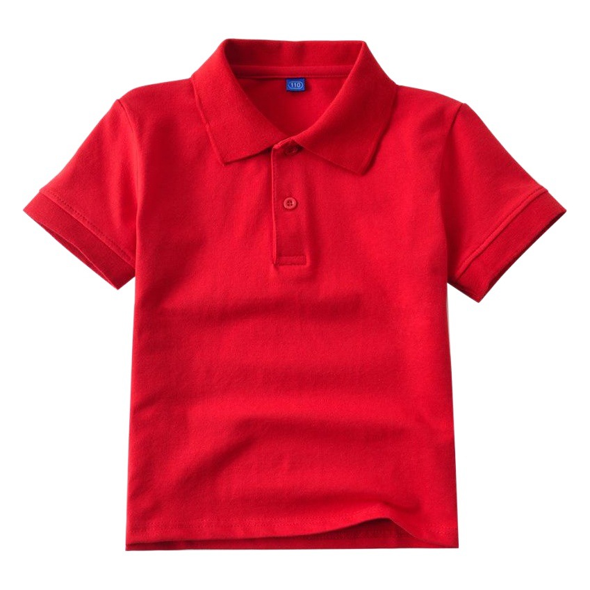Children's White Polo Shirt Short-sleeved Cotton Boys Lapel White T-shirt Summer School Uniform Girls' Half-sleeved T-shirt