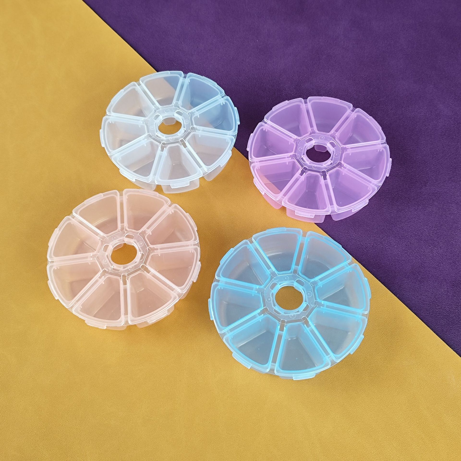 Round 8 Transparent Storage Box Beaded DIY Handmade Parts Packaging Box Fishing Tackle Pieces Small Accessories Desktop Storage Box