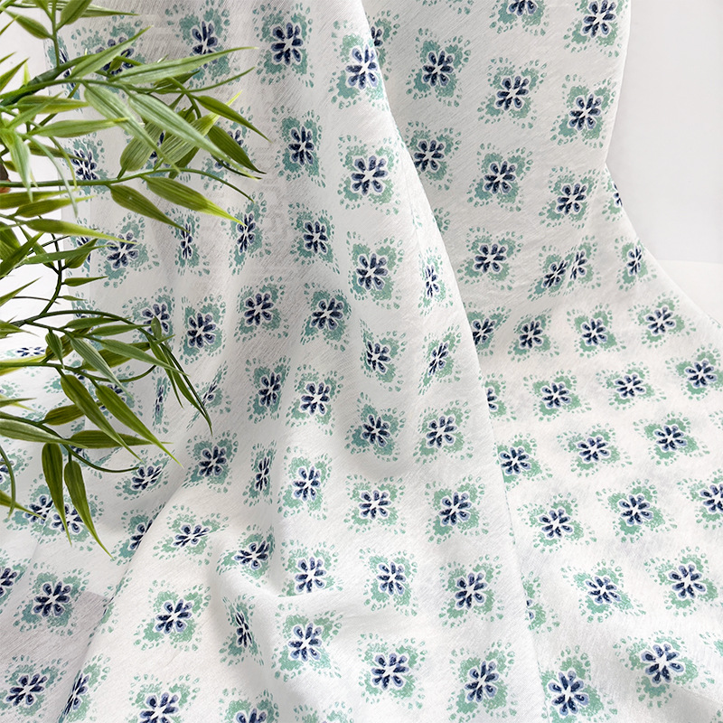 Green group flower New Chinese style digital printed fabric, brocade cotton fabric, cheongsam dress, top, Hanfu fabric
