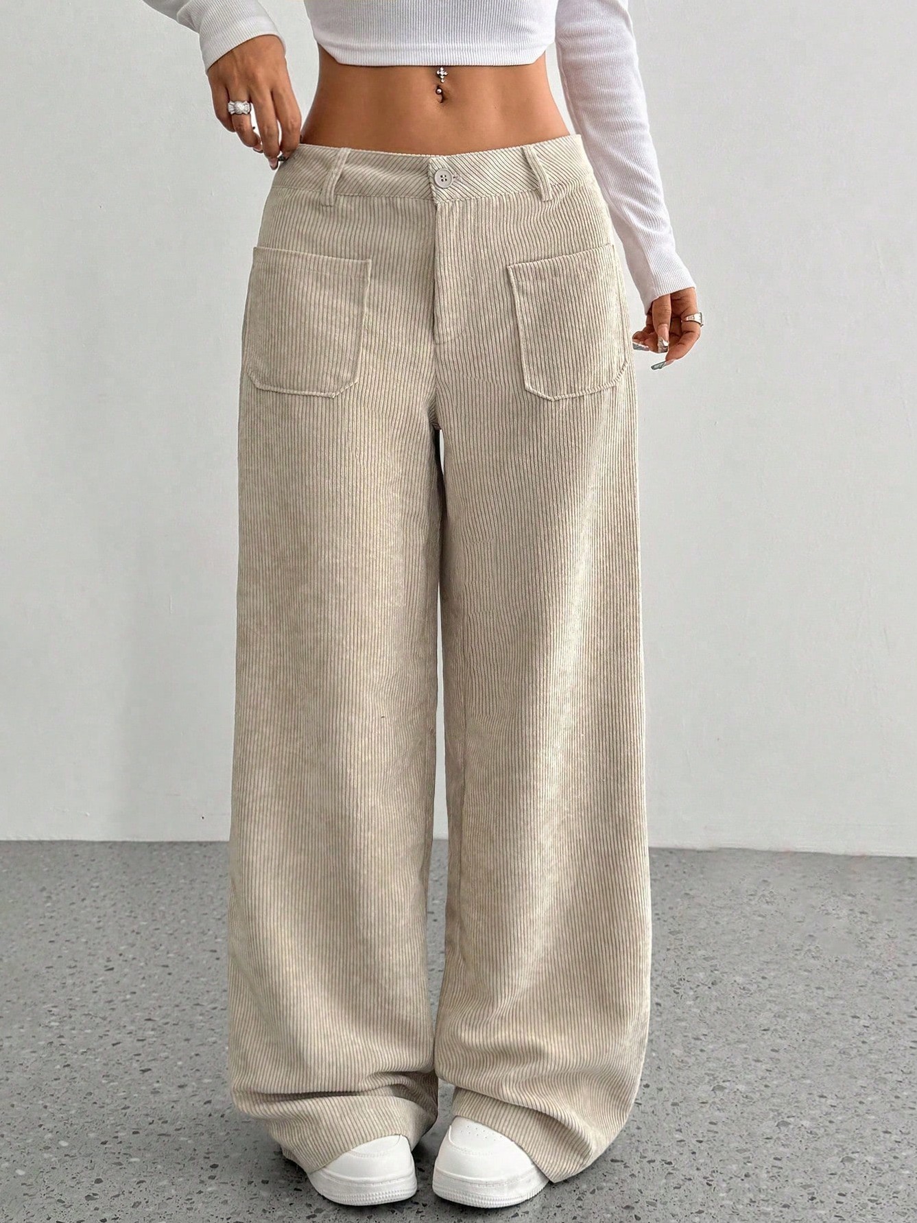 European and American Foreign Trade Amazon Cross-Border Casual Women's Clothing with Front and Back Pockets, Loose Solid Color Pocket Floor-Length Wide-Leg Pants Casual