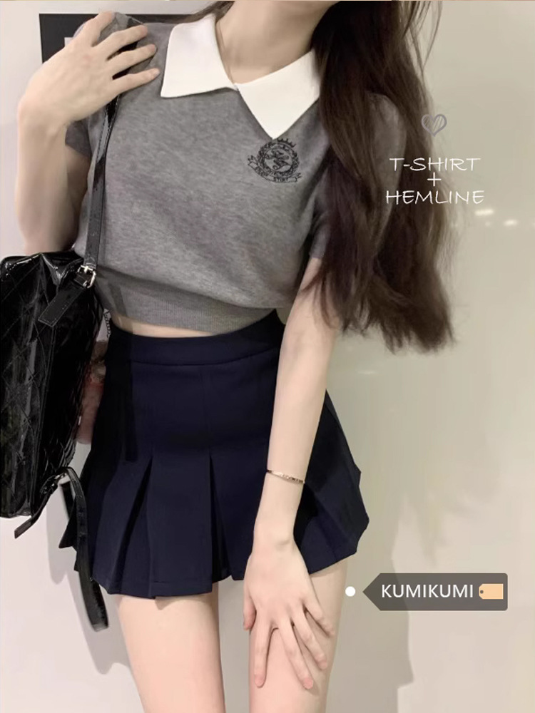 Sweet Design Sense Pure Desire Foreign Style Slimming College Style Pleated Skirt New Style Hot Girl Skirt High Waist All-Match Skirt